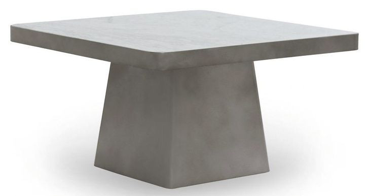 Far White and Slate Gray Square Marble Top Coffee Table
