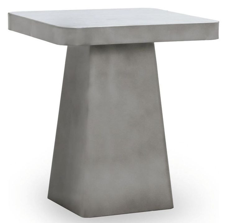 Far White and Slate Gray Square Marble Top End Table