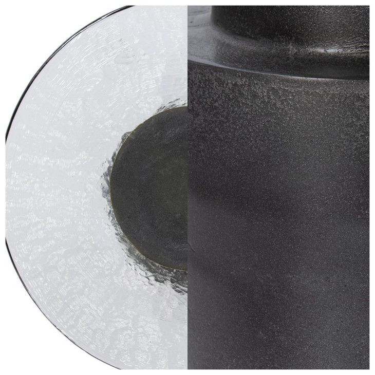 Callen Antique Nickel Round Glass Top Accent Table