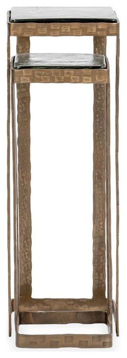 Gillian Gold Square Glass Top Nesting Accent Table Set of 2