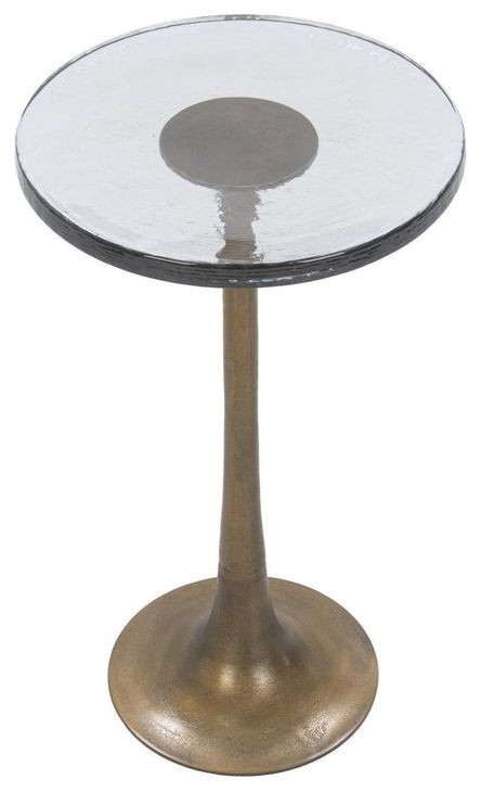 Fabiana Brass Round Glass Top Accent Table