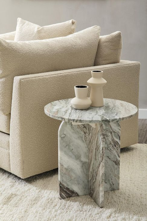 Reilly Rusty Gray Round Marble Top End Table