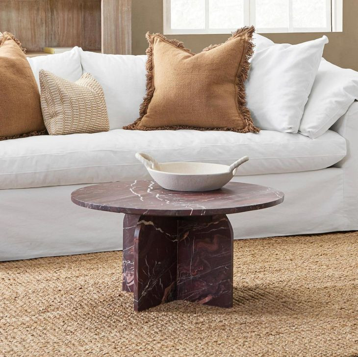 Reilly Merlot Round Marble Top Coffee Table