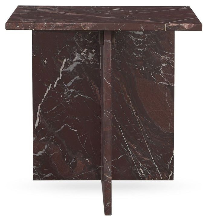 Bexly Merlot Square Marble Top End Table