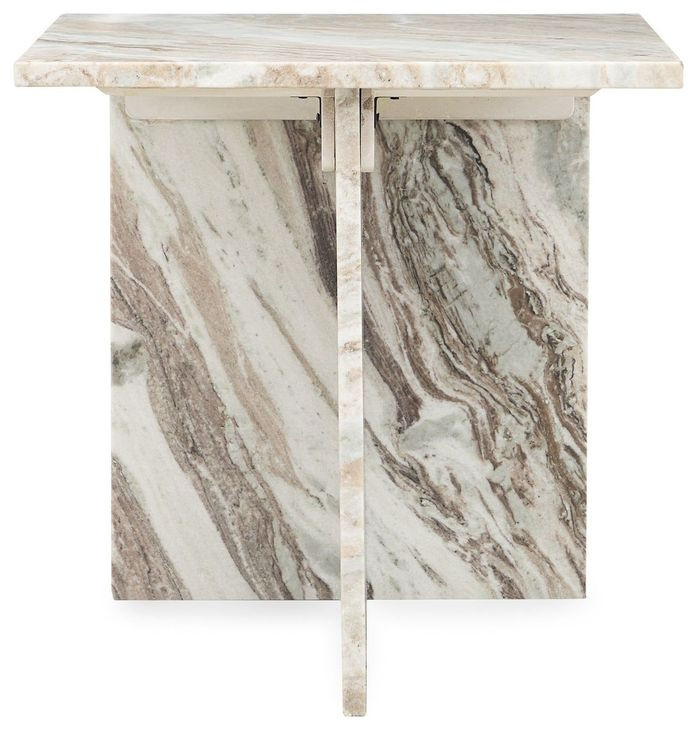 Bexly Rusty Gray Square Marble Top End Table