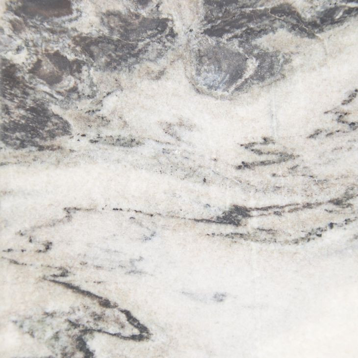 Zora White and Charcoal Gray Round Marble Top End Table