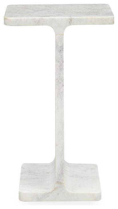 Delaney White Rectangular Marble Top Accent Table