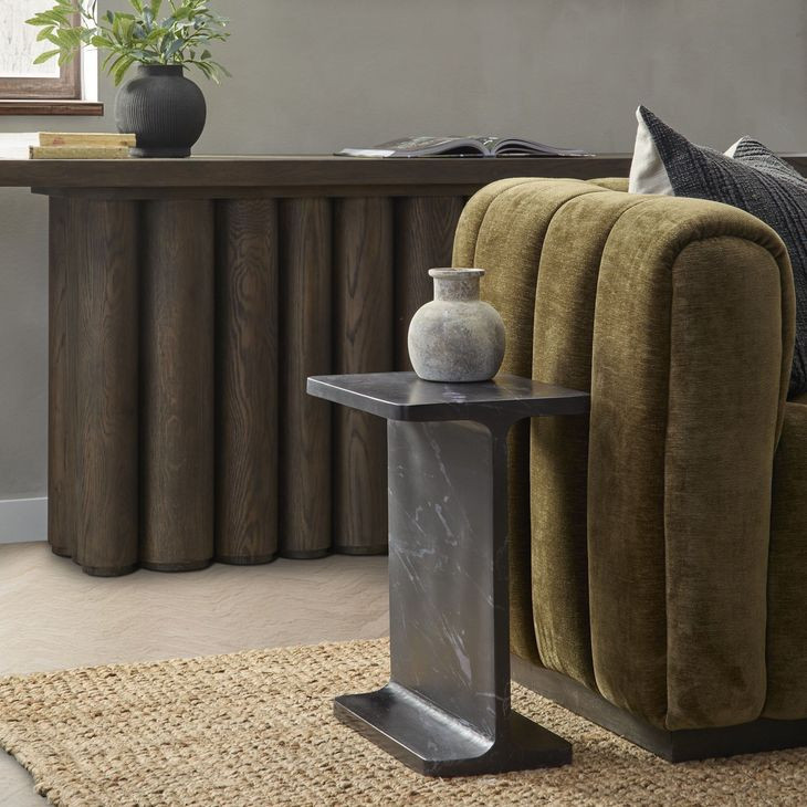 Delaney Onyx Rectangular Marble Top Accent Table