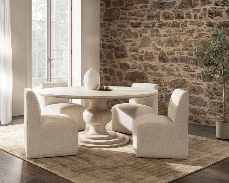 Hera Creamwood 72" Round Dining Table