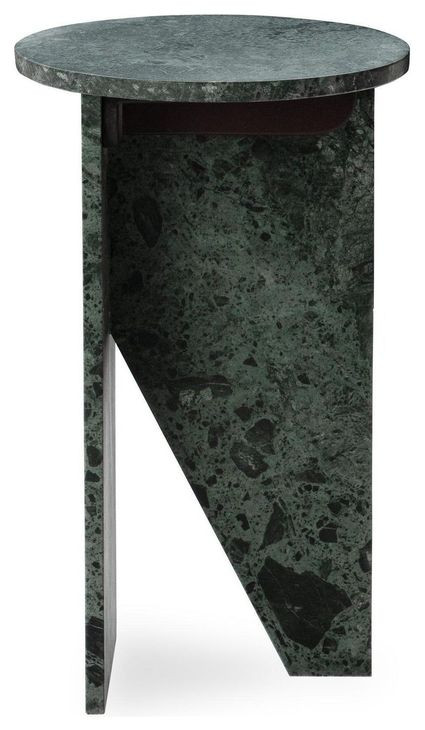 Briley Emerald Green Round Marble Top Small Accent Table