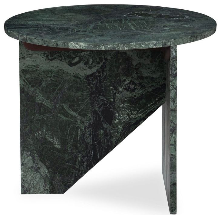 Briley Emerald Green Round Marble Top Accent Table
