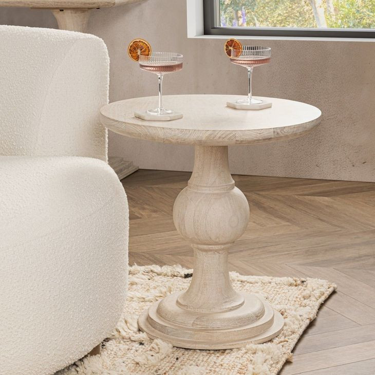 Hera Creamwood Round End Table
