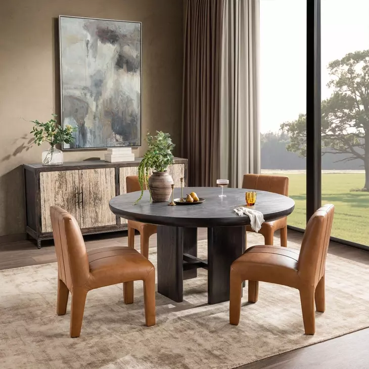Celadon Truffle Roast 60" Round Dining Table