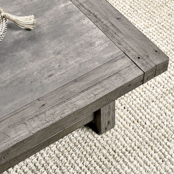 Stonebridge Distressed Gray Square Concrete Top Coffee Table