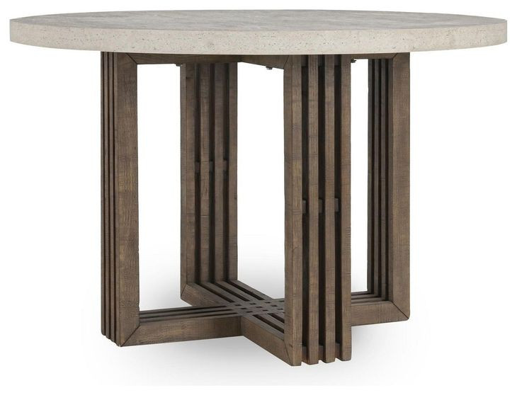 Aspen Distressed Brown and Weathered Chalk 47" Round Concrete Top Dining Table