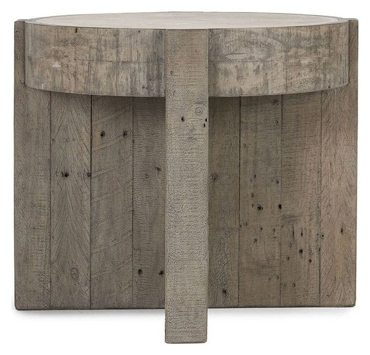 Sonoma Antique White and Distressed Gray Round Concrete Top End Table