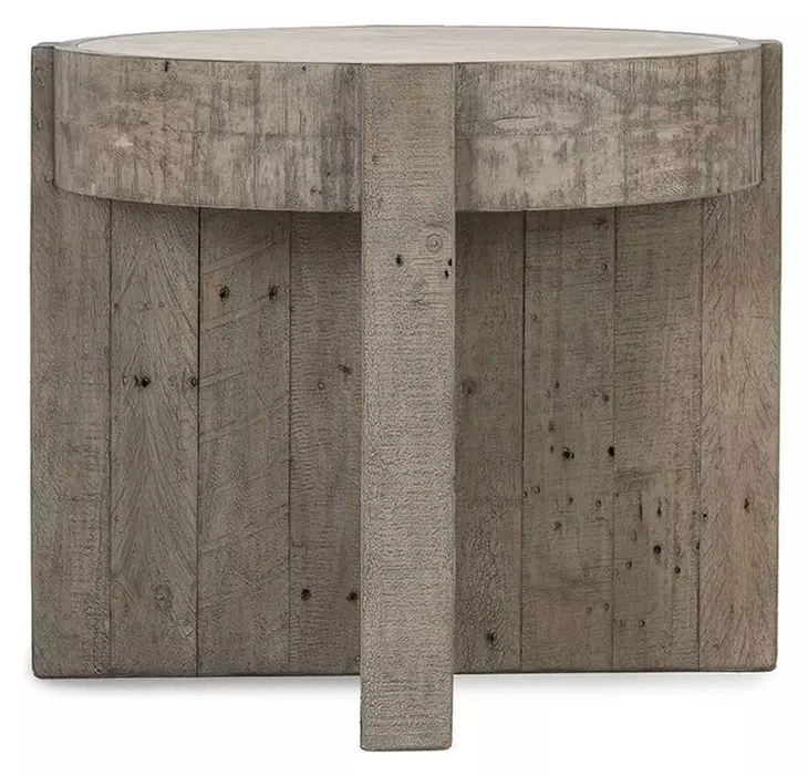 Sonoma Antique White and Distressed Gray Round Concrete Top End Table
