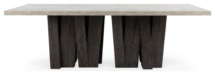 Simone Olive Brown and Antique Gray 94" Rectangular Concrete Top Dining Table