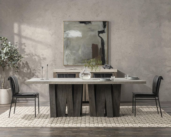 Simone Olive Brown and Antique Gray 94" Rectangular Concrete Top Dining Table