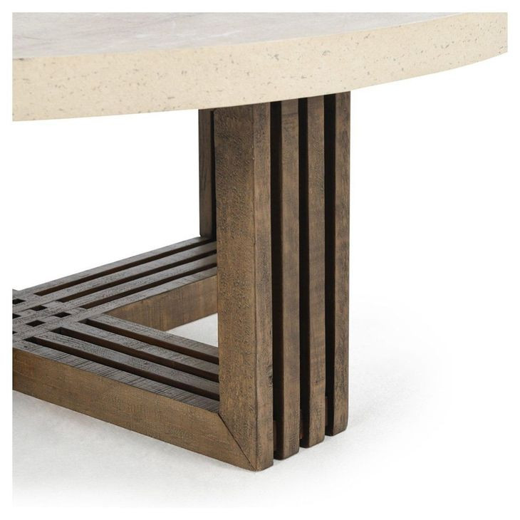 Aspen Antique White and Distressed Brown Round Coffee Table