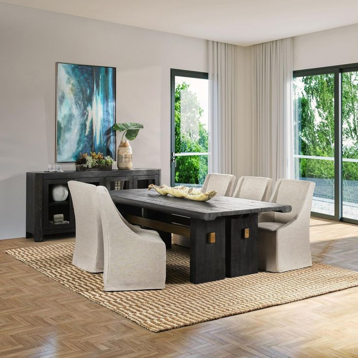 Larson Carbon Black and Brown 96" Rectangular Dining Table