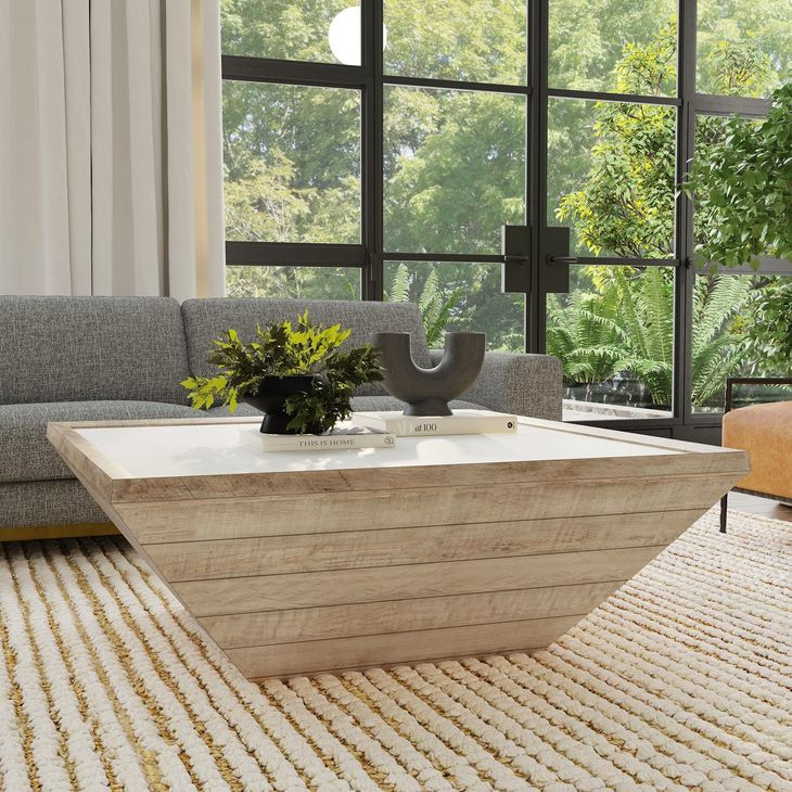 Dalton Natural and Antique White Square Coffee Table