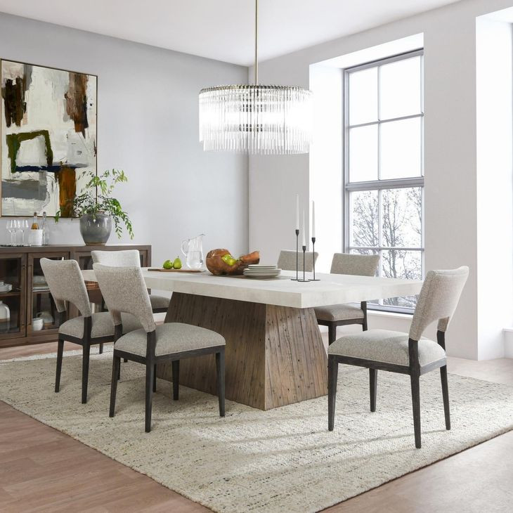 Grange Natural and Antique White 94" Rectangular Concrete Top Dining Table