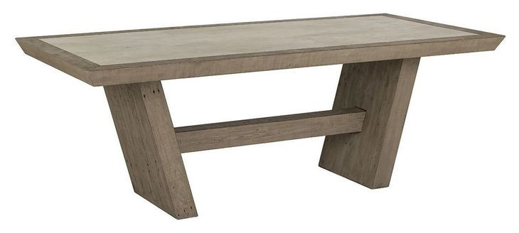 Efron Distressed Gray and Antique White 84" Rectangular Concrete Top Dining Table