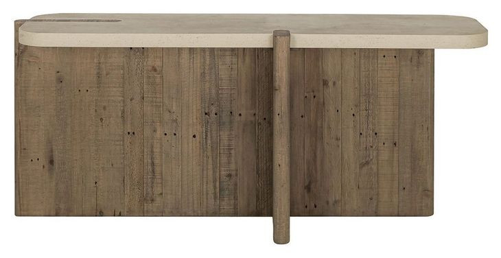 Dillon Natural and Antique White Rectangular Concrete Top Console Table