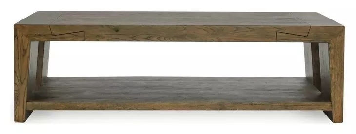 Troy Suede Brown Rectangular Coffee Table