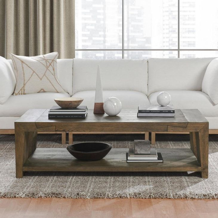 Troy Suede Brown Rectangular Coffee Table