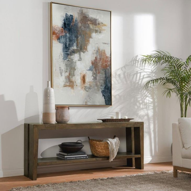 Troy Suede Brown Rectangular Console Table