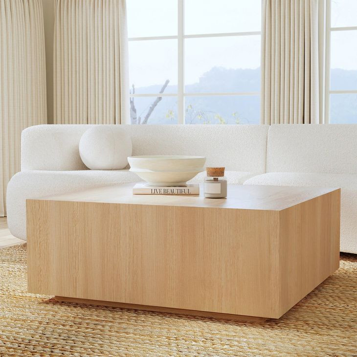 Layne True Natural Square Coffee Table with Casters