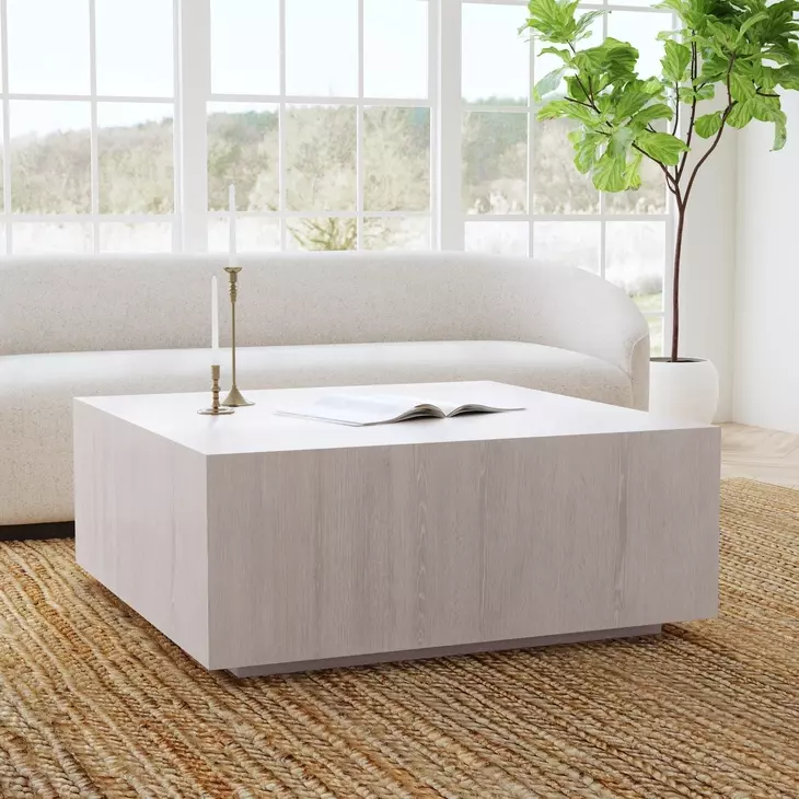 Layne Milk White Square Coffee Table with Casters