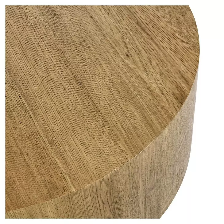 Layne Light Brown Round Coffee Table with Casters