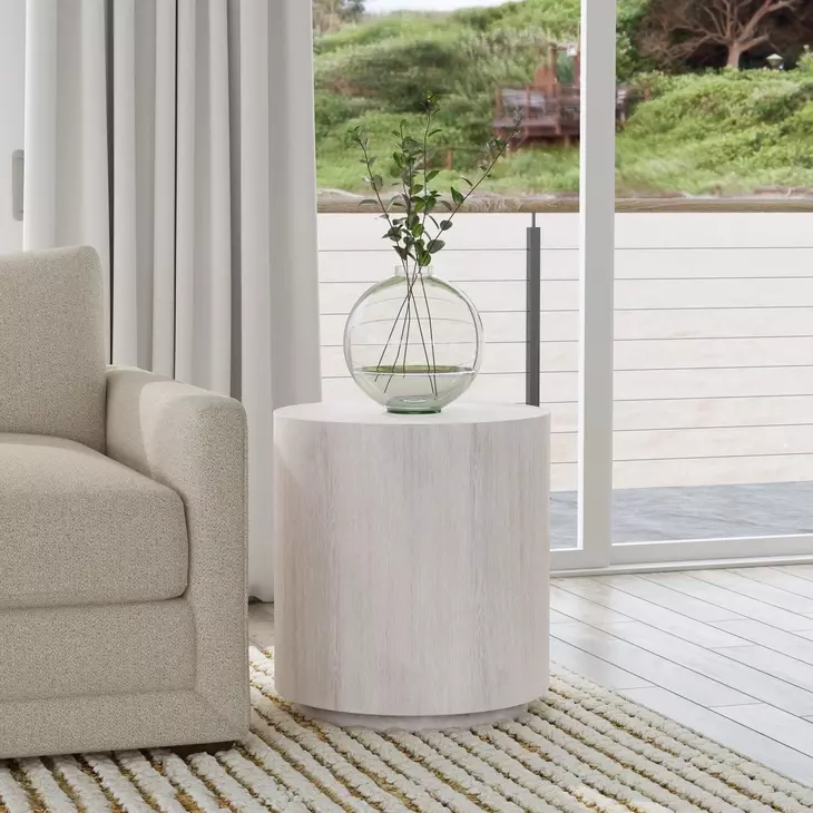 Layne Milk White Round End Table