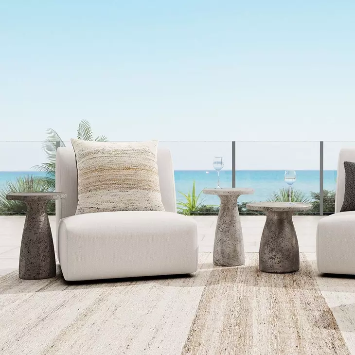 Collins Dark Gray 19" Round Outdoor Concrete Top Accent Table
