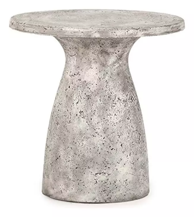 Collins Light Gray 16" Round Outdoor Concrete Top Accent Table