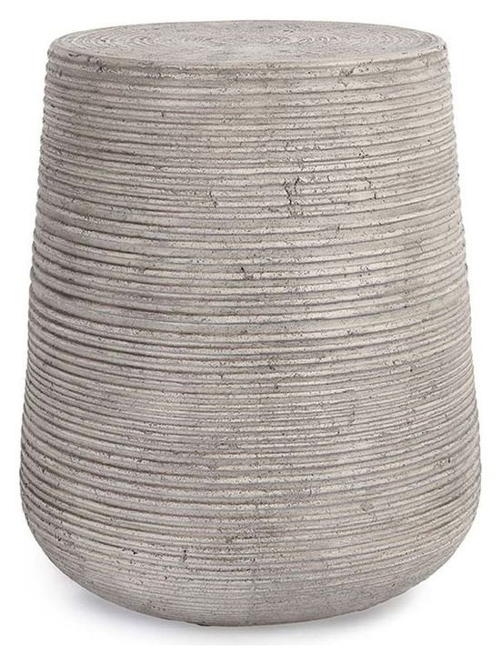 Nellie Light Gray Round Outdoor Concrete Top End Table