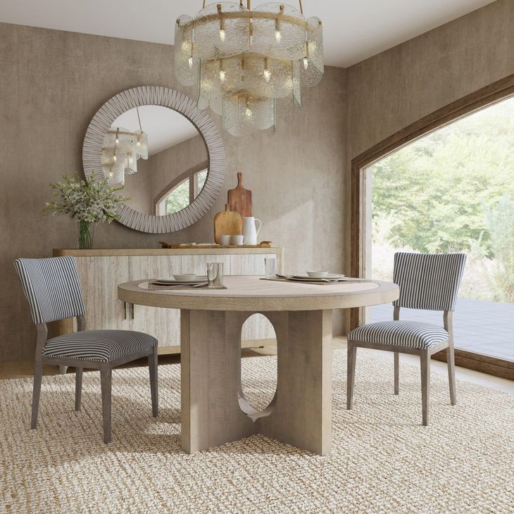 Talbot Natural 55" Round Travertine Top Dining Table