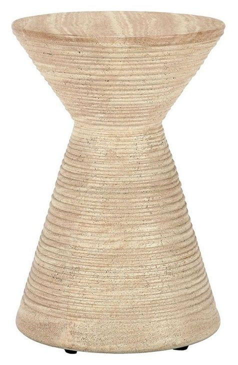 Fern Beige Round Outdoor Concrete Top Accent Table