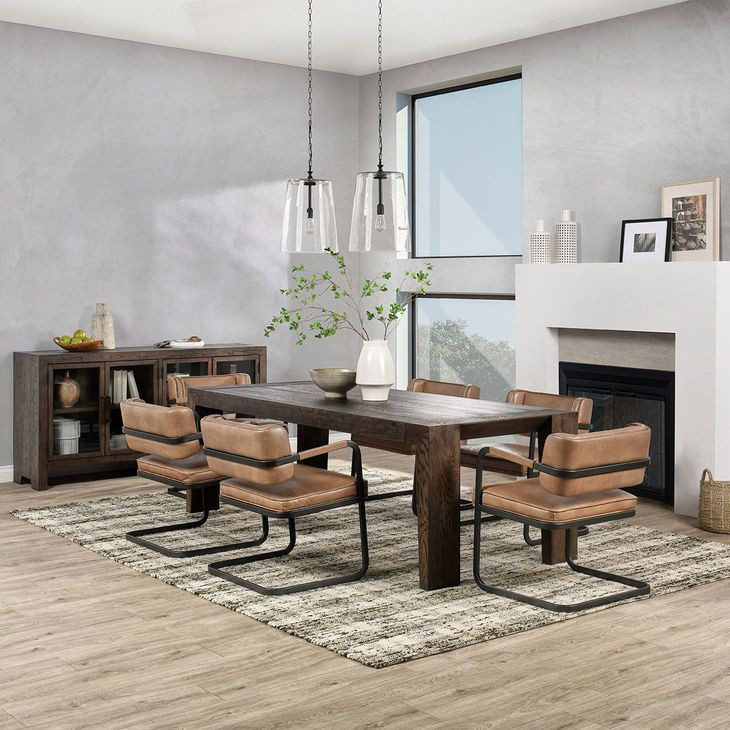 Troy Suede Brown 89" Rectangular Dining Table