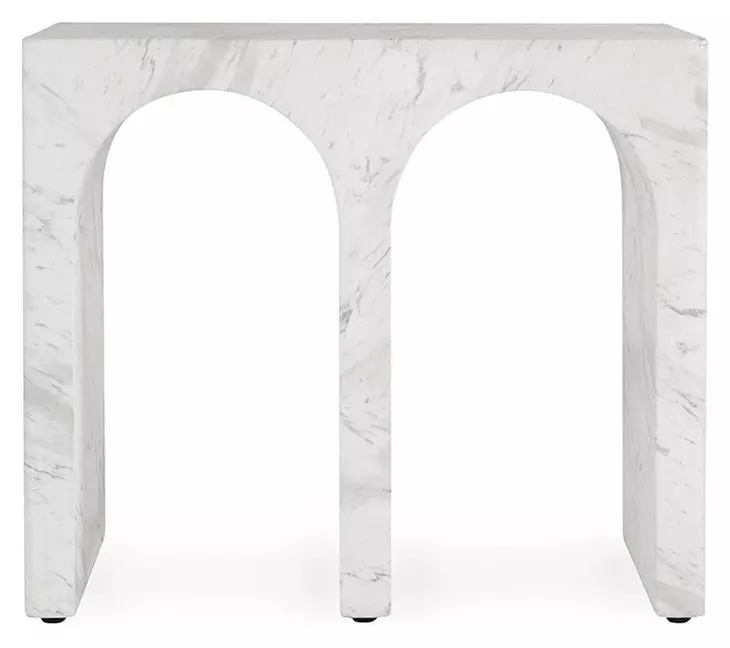 Marmo Ivory and Gray Rectangular Outdoor Concrete Top End Table