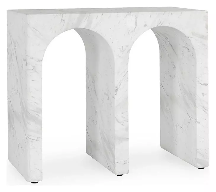 Marmo Ivory and Gray Rectangular Outdoor Concrete Top End Table