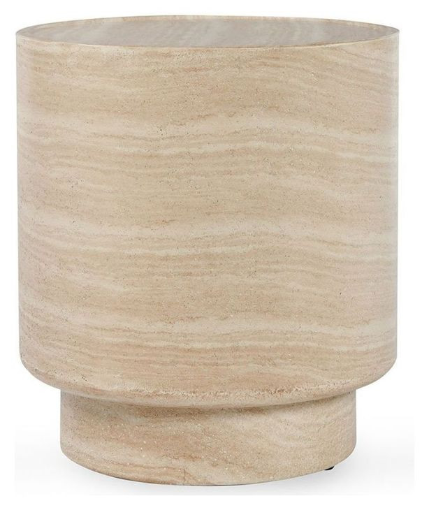 Mckenna Beige Round Outdoor Concrete Top End Table