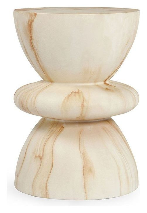 Leva Beige Round Outdoor Concrete Top End Table