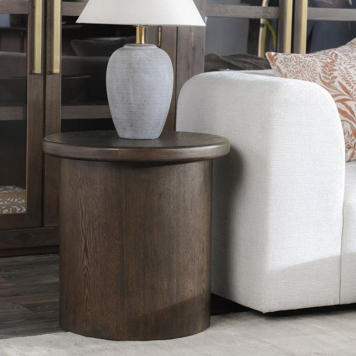 Runa Coffee Brown Round End Table