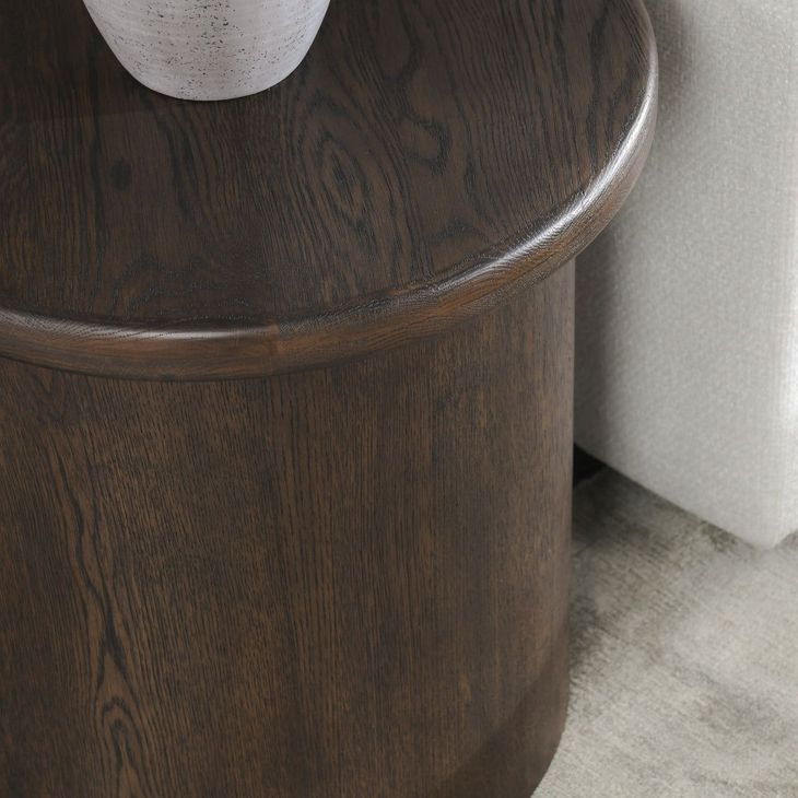 Runa Coffee Brown Round End Table