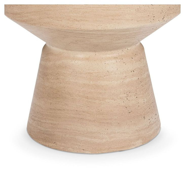Terrace Beige Round Outdoor Concrete Top Accent Table