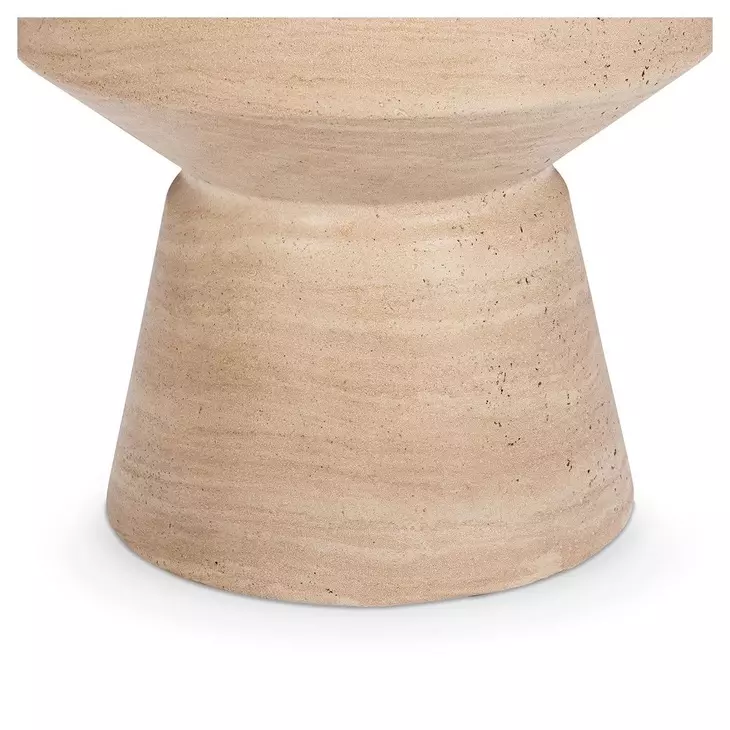 Terrace Beige Round Outdoor Concrete Top Accent Table